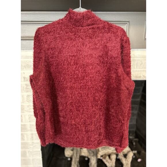 STATUS BY CHENAULT Eyelash Pull-Over Sweater Wine Women’s XL Soft NWT - Picture 2 of 8